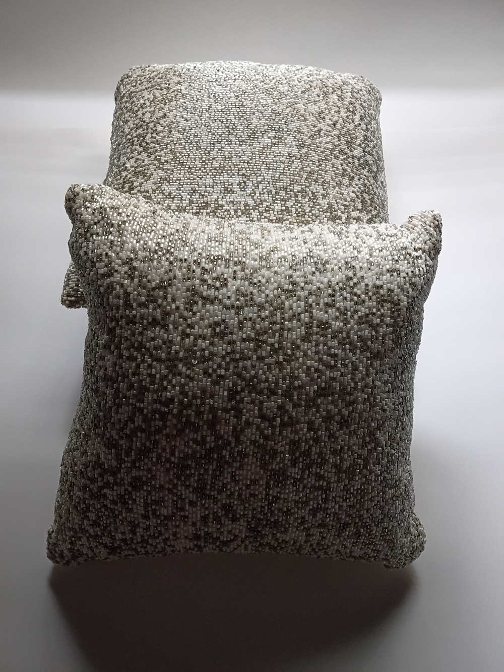2 Pc Textured Ivory and Taupe Decorative Throw Pillow - Home Bedding